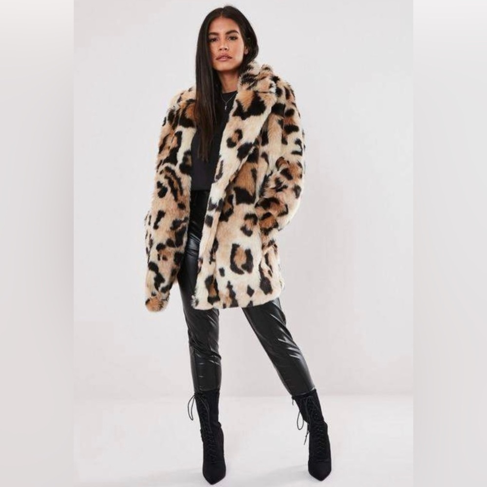 Leopard Print Faux Fur Coat